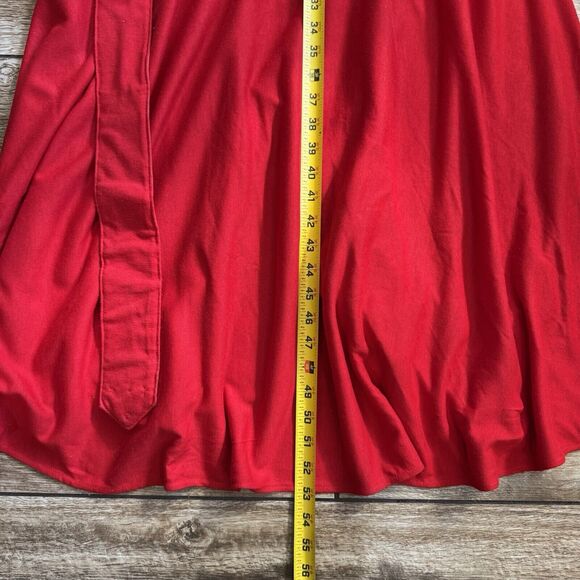 Vintage 80s Red Dress Women's 12 Belted Long - Picture 8 of 16